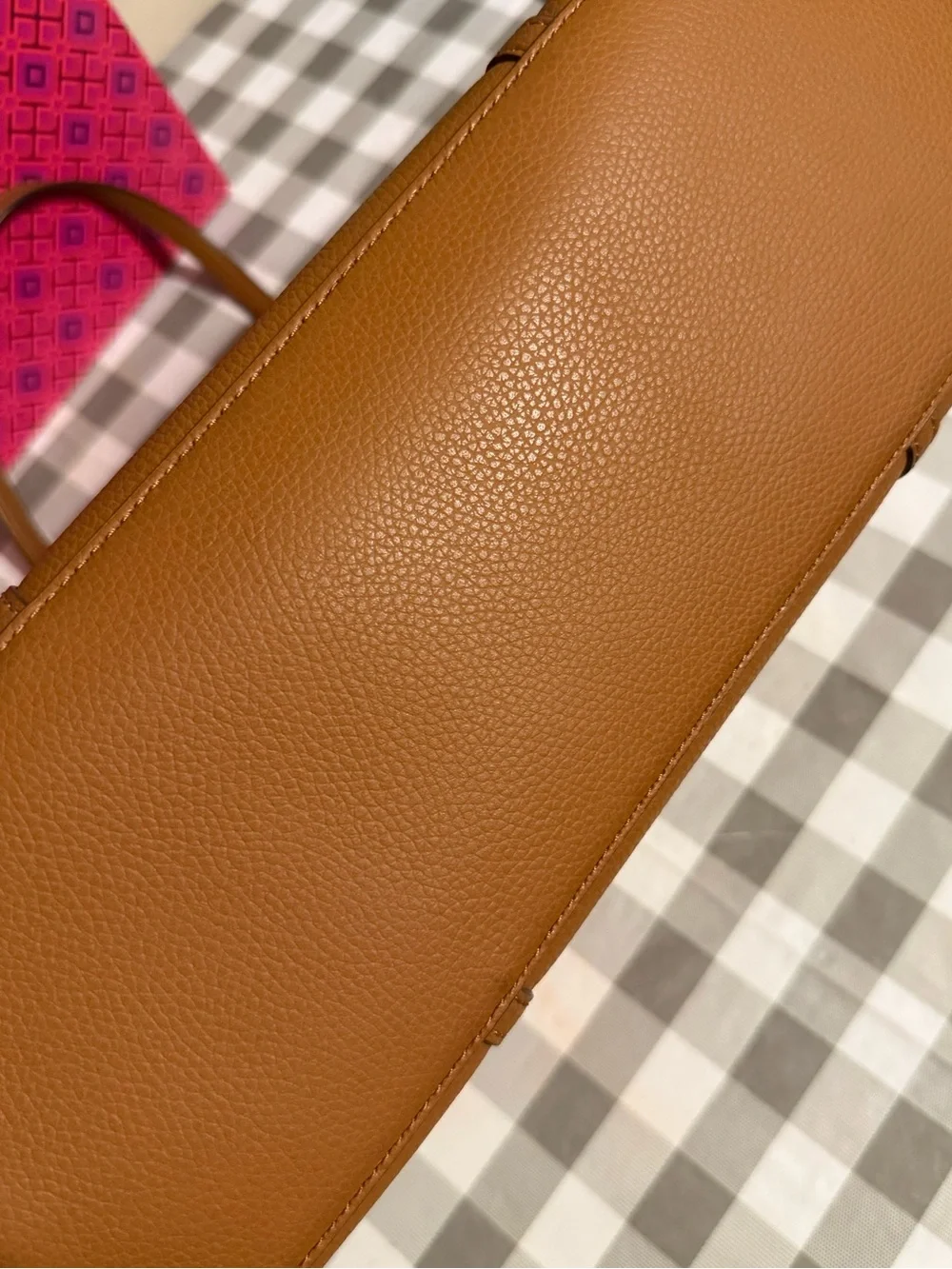 Tory Burch Perry Tote Bag in Cognac with Orange Interior